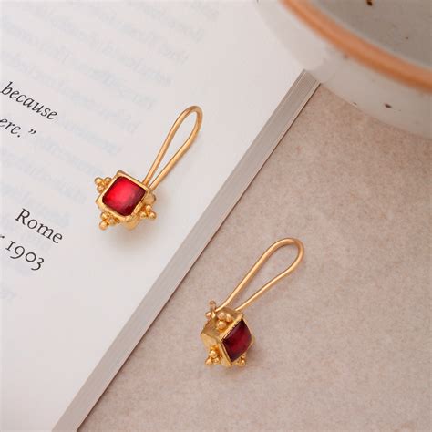 Glossy Cubical Drop Earrings