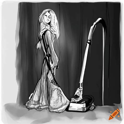 Woman vacuuming the floor on Craiyon