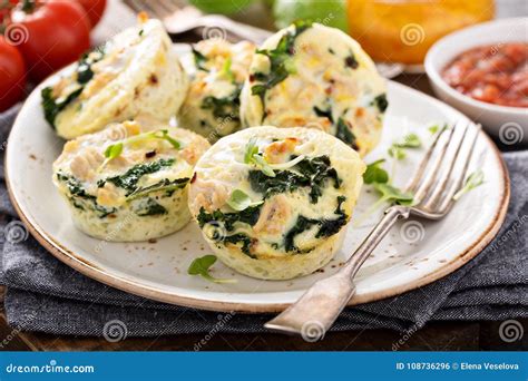 High Protein Egg Muffins with Kale Stock Photo - Image of golden ...