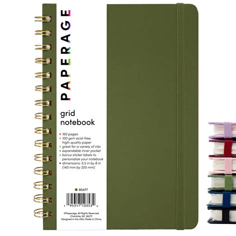 Graph Paper (Grid) Journal Notebook, Spiral Bound, Hardcover (5.5 in x ...