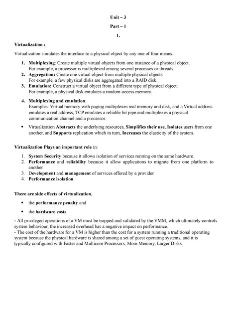 Cc unit 3 - Unit – 3 Part – 1 1. Virtualization : Virtualization ...