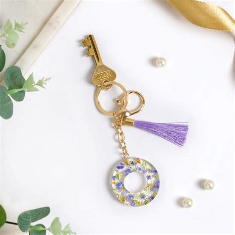 Ornate O Lavender Forget Me Not Keychain Online - Premium Keychain ...
