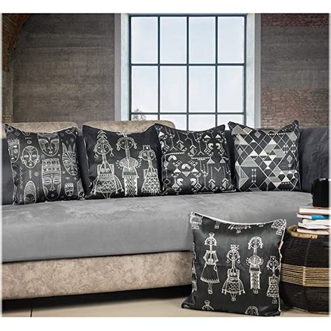 Buy Vendola Decorative Satin Sofa Cushion Covers Set of 5, 16 inch x 16 ...
