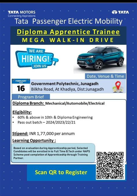 Tata Passenger Electrical Mobility Diploma Apprenticeship Training Mega ...