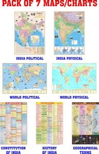(Pack of 7) - English Language - India & World Map - Both Political ...