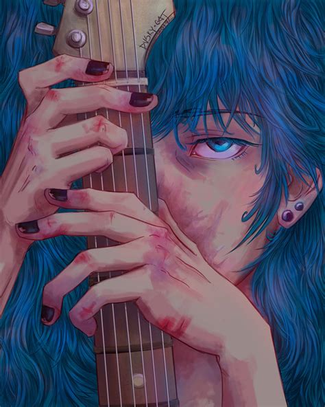 Download Sally Face Holding A Guitar Wallpaper | Wallpapers.com