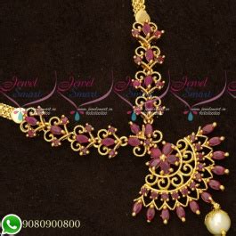 NL19239 South Indian Ruby Stones Daily Wear Trendy Necklace Gold Plated ...