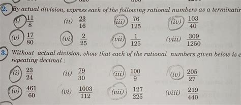 without actual division show that each of the rational number is ...