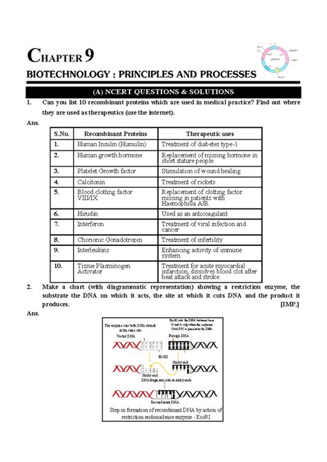 9. Biotechnology- Principles and Processes - CHAPTER 9 (A) NCERT ...