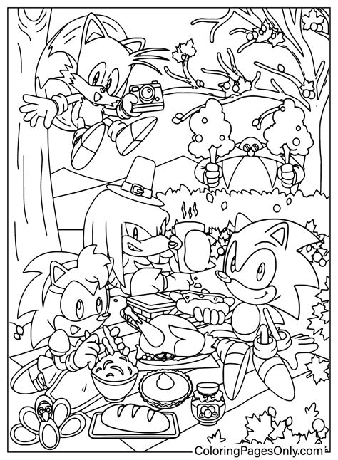 Thanksgiving Sonic Coloring Pages