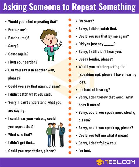 40 Creative Ways to Ask Someone to Repeat Something in English • 7ESL