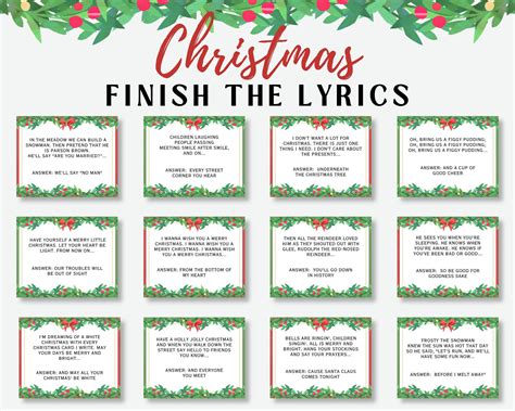 Christmas Song Finish the Lyrics Game, Christmas Finish the Song ...