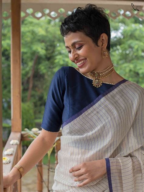 Blue Art Silk Boat Neck Padded Blouse|Taarakam|Suta