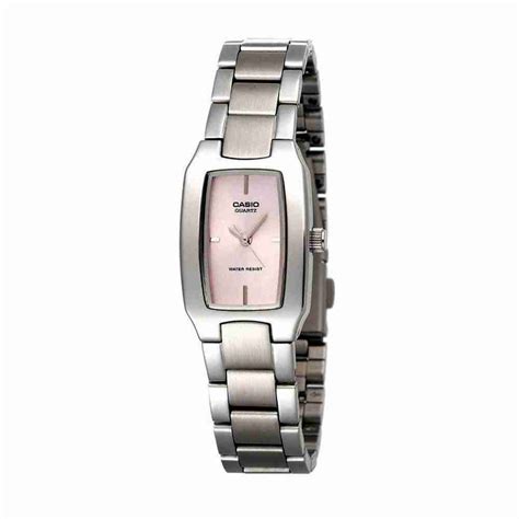 CASIO women’s watch Model LTP-1165 Stainless steel – Peach rect. dial ...