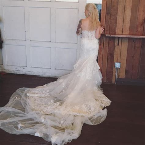 Long train mermaid wedding dress with lace by Milky Pear | Lace weddings, Wedding dresses lace ...