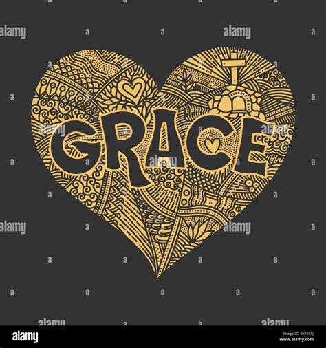 Christian illustration in a doodle style. The word Grace, a description of God's grace and ...