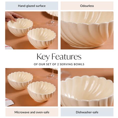 Vanilla White Scallop Luxury Serving Bowls Set Of 2 850ml Online ...