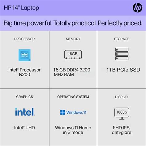 Buy HP 14" IPS FHD Display Laptop, 16GB Memory, 1TB Storage, Backlit ...