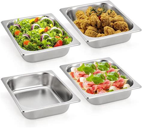 TOPZEA 4 Pack Hotel Pans Half Size, 2.5" Deep 1/2 Size Stainless Steel ...