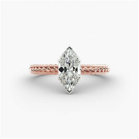 IGI 0.36 Carat J-SI2 Marquise Cut Diamond Etched Rope Solitaire