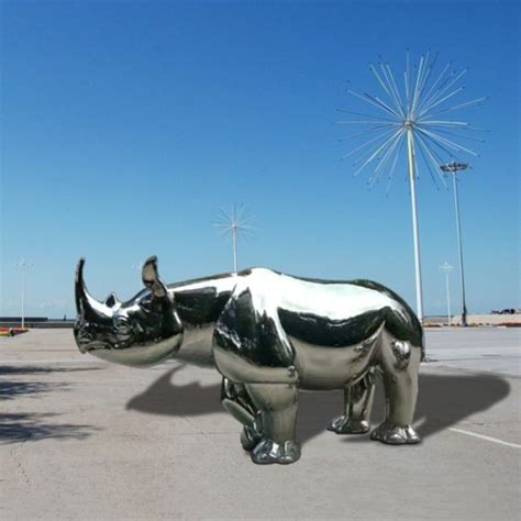 犀牛不锈钢雕塑动物公园景观广场摆件_不锈钢雕塑 - 欧迪雅凡家具