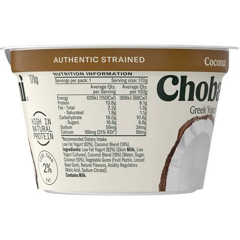 Chobani Coconut Greek Yogurt 170g | Woolworths