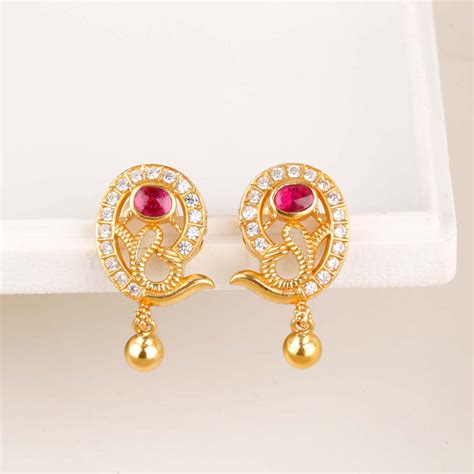 Gold Plated Silver Drop Earrings | Stylish Gold Plated Silver Studs ...