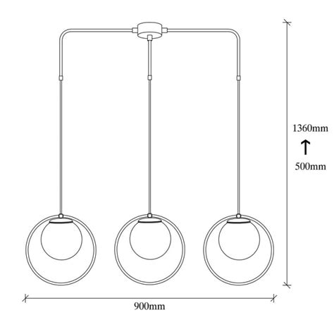 Lámpara colgante de techo de tres luces con altura regulable. Model 10