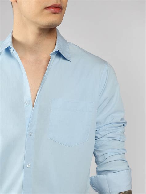 Men's Cotton Sky Blue Solid Casual Shirt – DENNIS LINGO