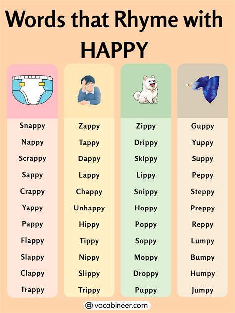 667 Inspiring Rhymes with Happy for Poems and Songs