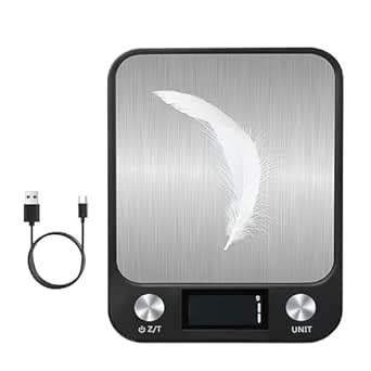 Darget Digital Kitchen Weighing Scale, Rechargeable 5KG Food Weight ...