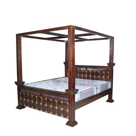 SNR FURNITURE Sheesham Wood King Size Pillar Poster Bed ‎Without ...