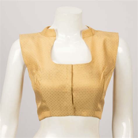 Gold Handcrafted Banarasi Silk Blouse | Avishya.com
