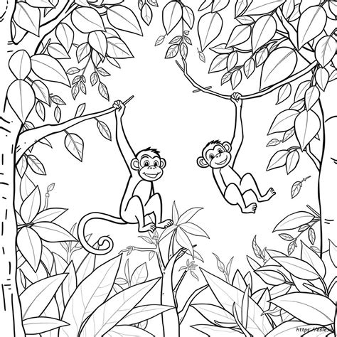Monkeys Colouring Pages