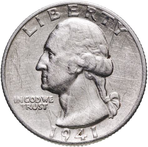Монета США 25 центов (квотер, 1/4 доллара, quarter dollar) 1941 ...