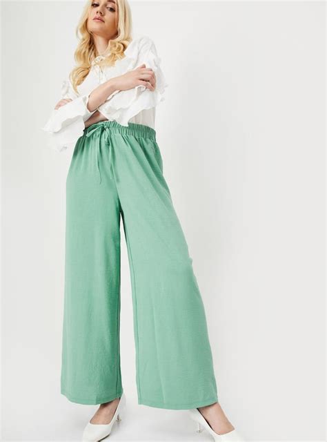 Buy Women Hammered Texture Wide-Leg Trousers Online at just Rs. 999.0 ...