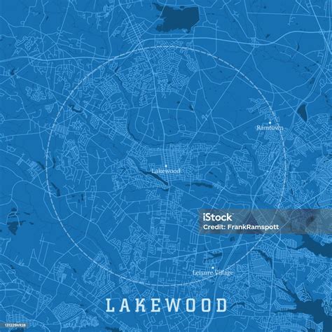 Lakewood Nj City Vector Road Peta Teks Biru Ilustrasi Stok - Unduh ...