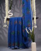 Kota Saree with Thread work Butties Silver Zari Border- Blue – Sirimalle