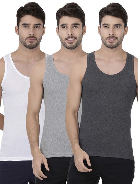Buy one8 by Virat Kohli Men's Solid Vest (Pack of 3) (112A1_White/Grey ...