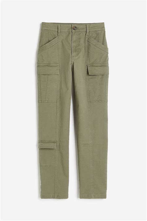 Twill cargo trousers - Khaki green - Ladies | H&M IN