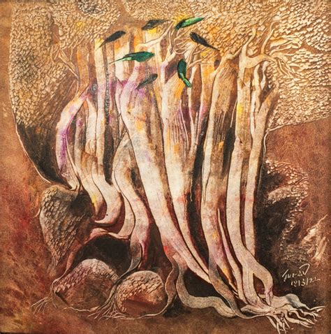 "Untitled 3": Brown Nature painting by Raosaheb Gurav | ArtZolo.com