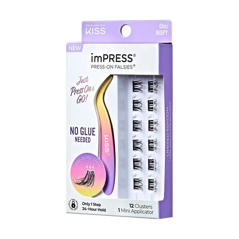 imPRESS Falsies Self Adhesive Eyelashes, 12 Lash Clusters + Applicator ...