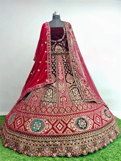 Mf 503 Velvet Embroidery Worked Designer Bridal Lehenga Collection
