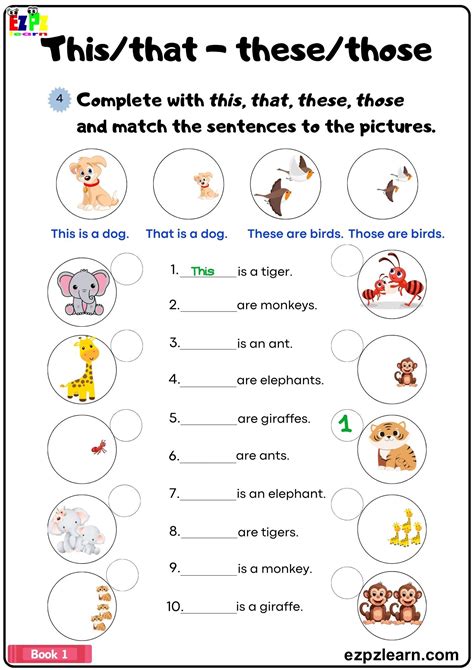 This/That These/Those Match the Answers and Fill in the Blanks Grammar ...