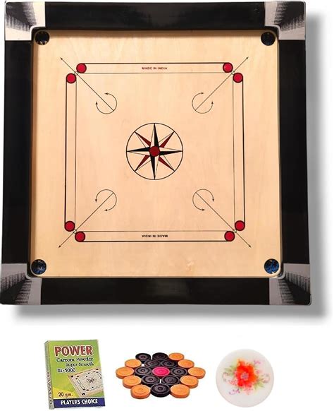 Buy KORNERS Carrom Board with Striker, Coins and Powder, Multicolor (32 ...