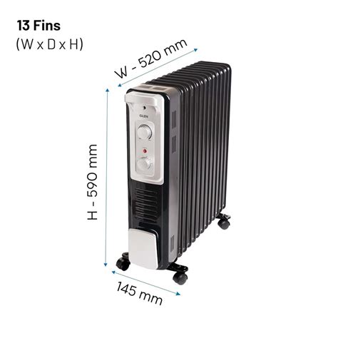 Glen HA7015OR13 13 Fin Oil Filled Radiator Room Heater With Turbo ...