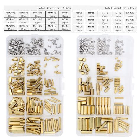 Yuhtech 360 Pcs Male Female Hex Brass Spacer Standoff Screw Nut ...