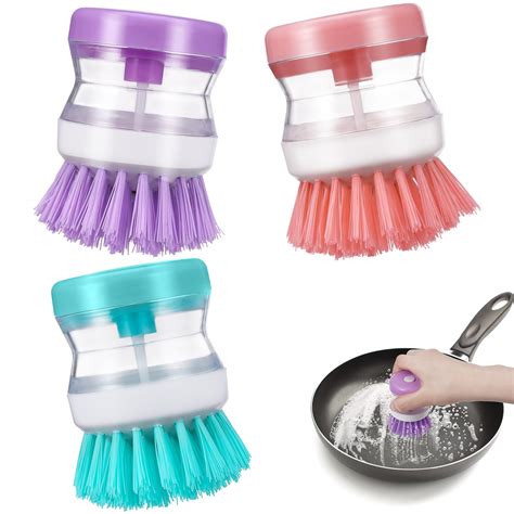 3Pcs Soap Dispensing Dish Brush, Refillable Washing up Brushes with ...