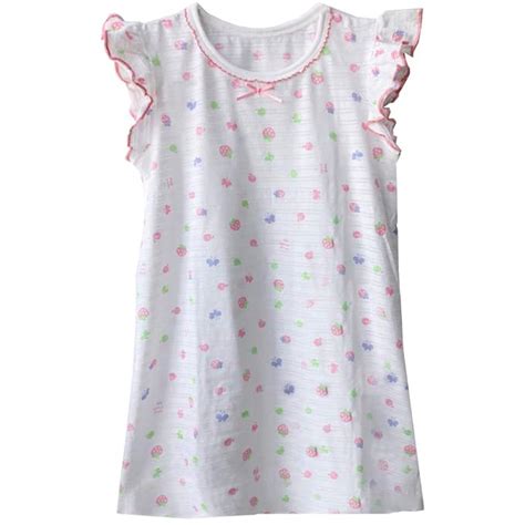 Buy Nbrand Girls Princess Nightgown Cotton Flutter Sleeve Strawberry ...