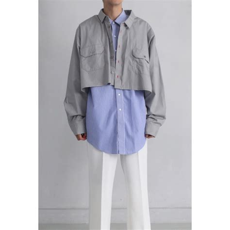 【COU】super wide short length double flap design tech shirt -3932- | cv